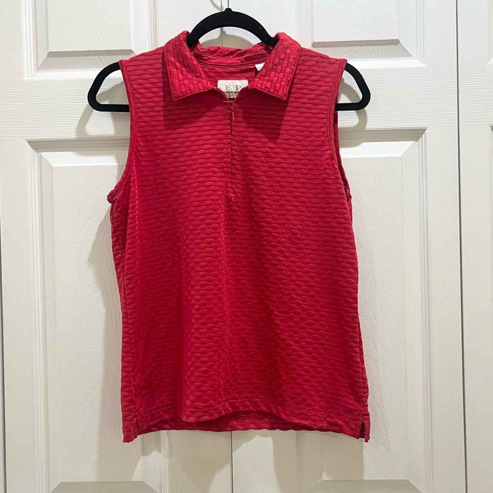 EP Pro Red Sleeveless Golf Polo Blouse Medium